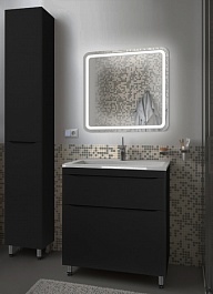Style Line Мебель для ванной Бергамо Мини 80 черная Люкс антискрейтч Plus – фотография-12